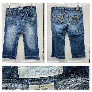 Maurices denim jean capri capris women's 5 6 lay flat waist‎ is 16